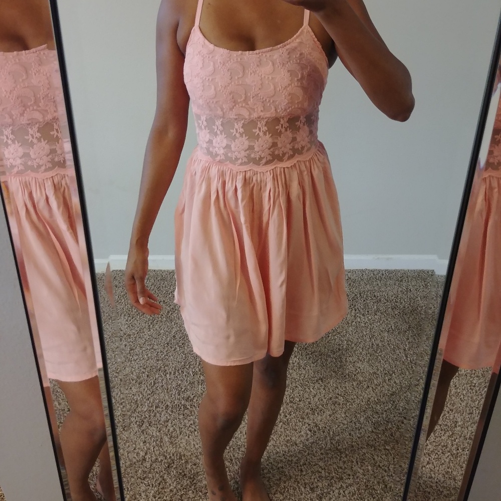 ...Lost pink sheer Center Floral bustier dress XS